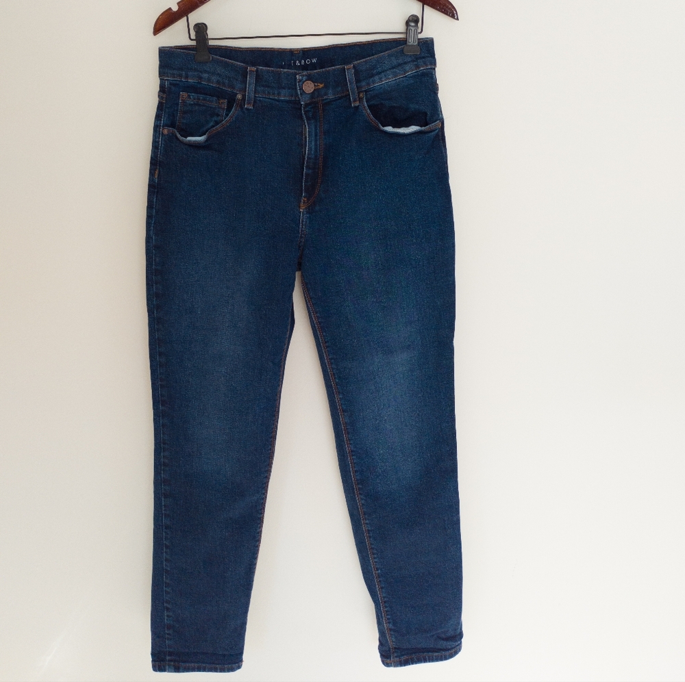 Mott & Bow High Rise Mom Ridge Jeans Blue Tapered Size 30